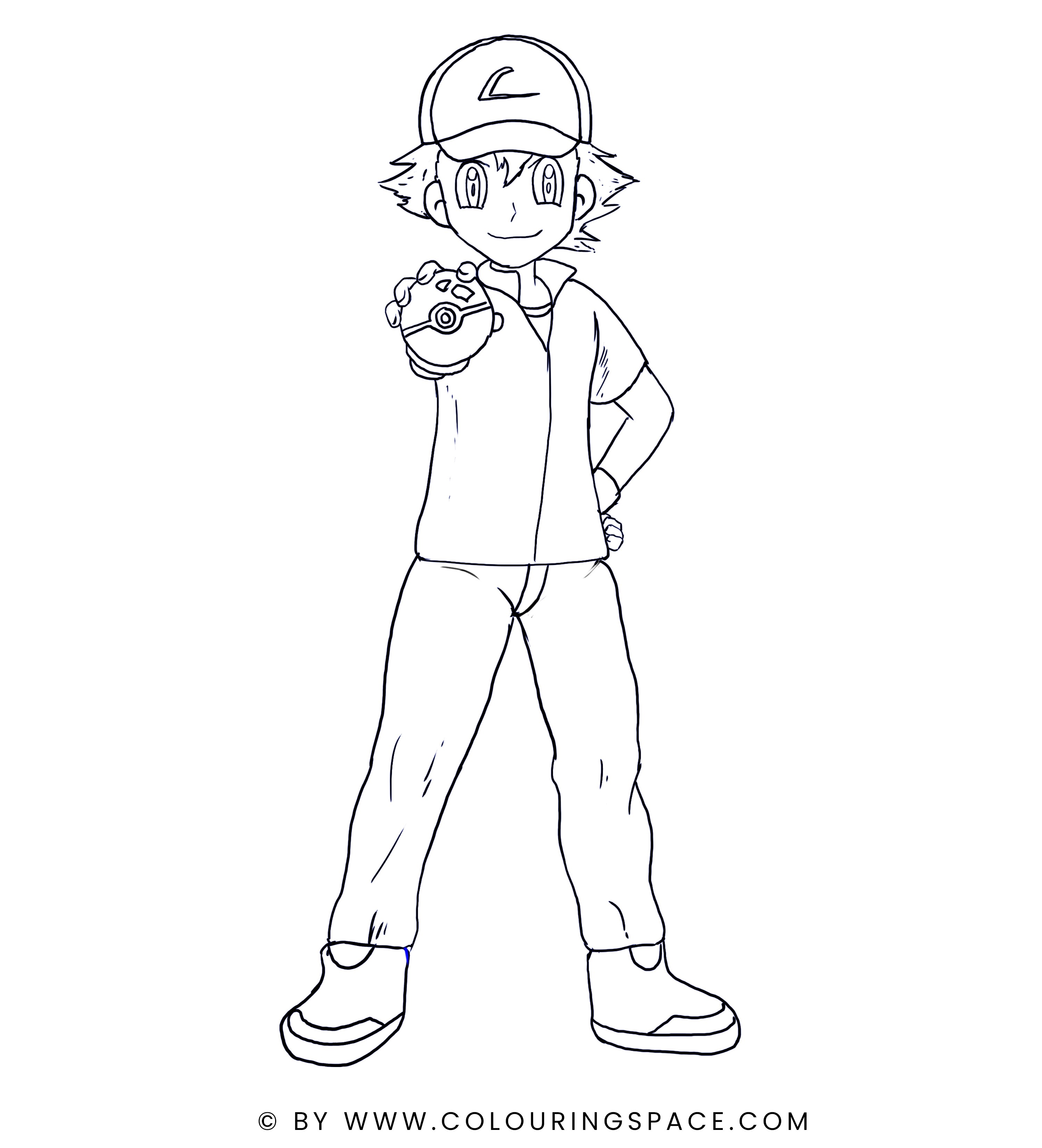 Pokemon Fans How to Draw Ash Holding Pokeball - Colouringspace