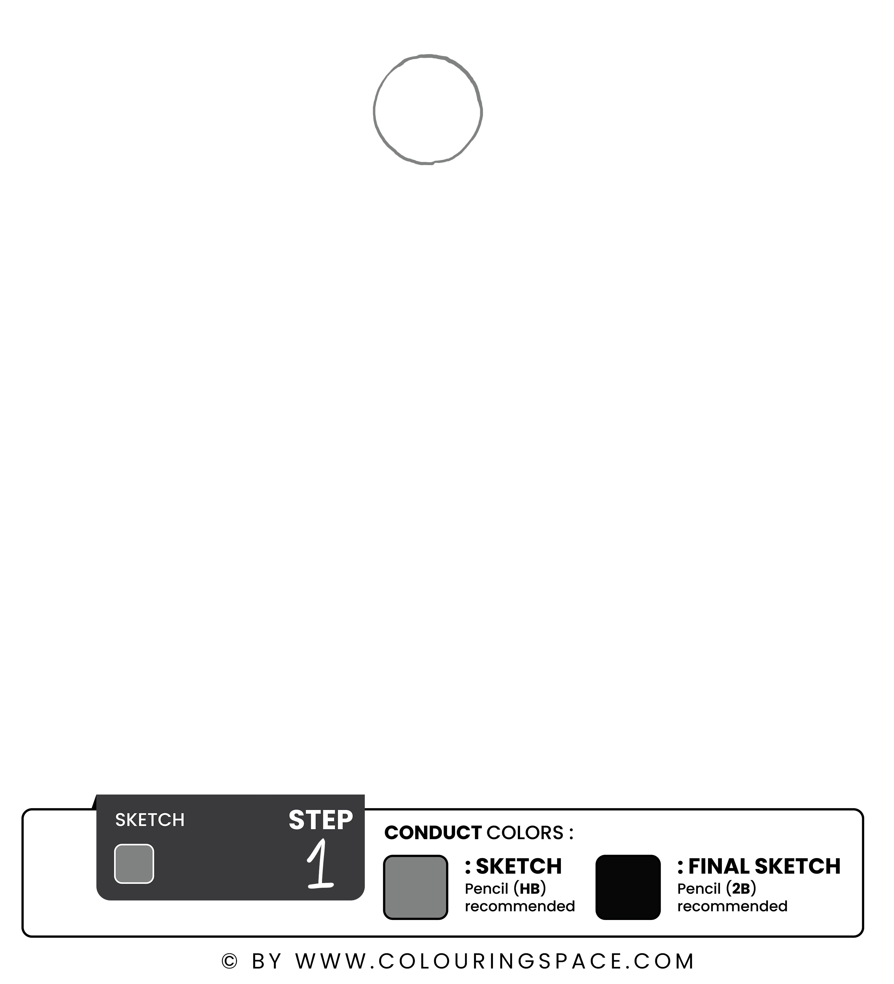 Step 1: Begin by drawing a circle for Ash's face 