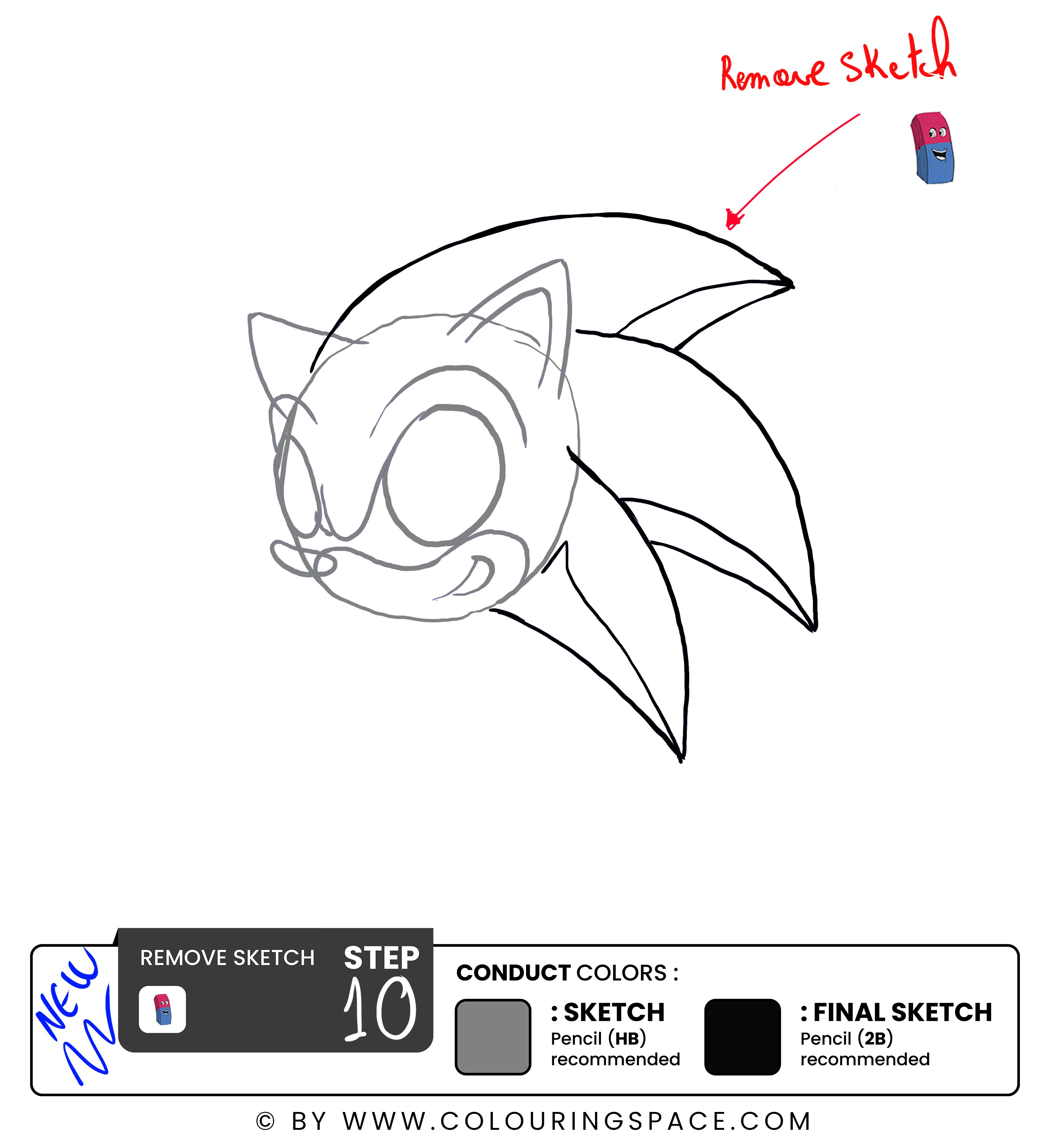 Step 10:  Remove the Sketch Guidelines.