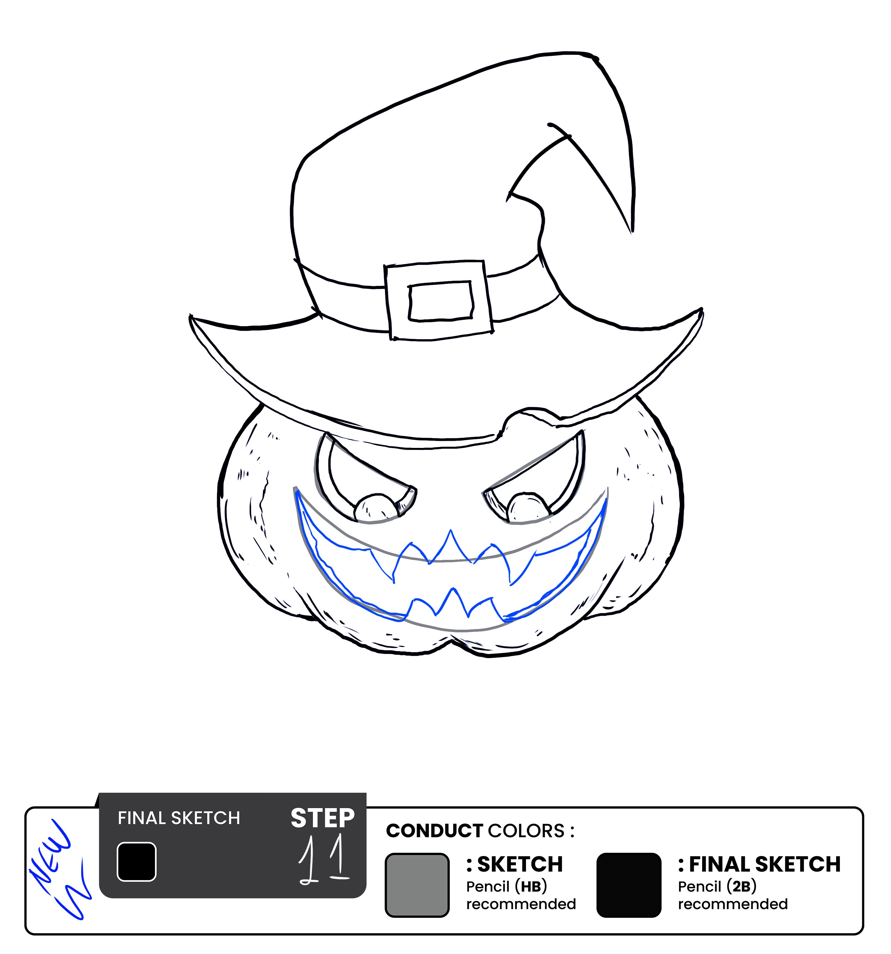 Step  11 - Draw the Evil Smile