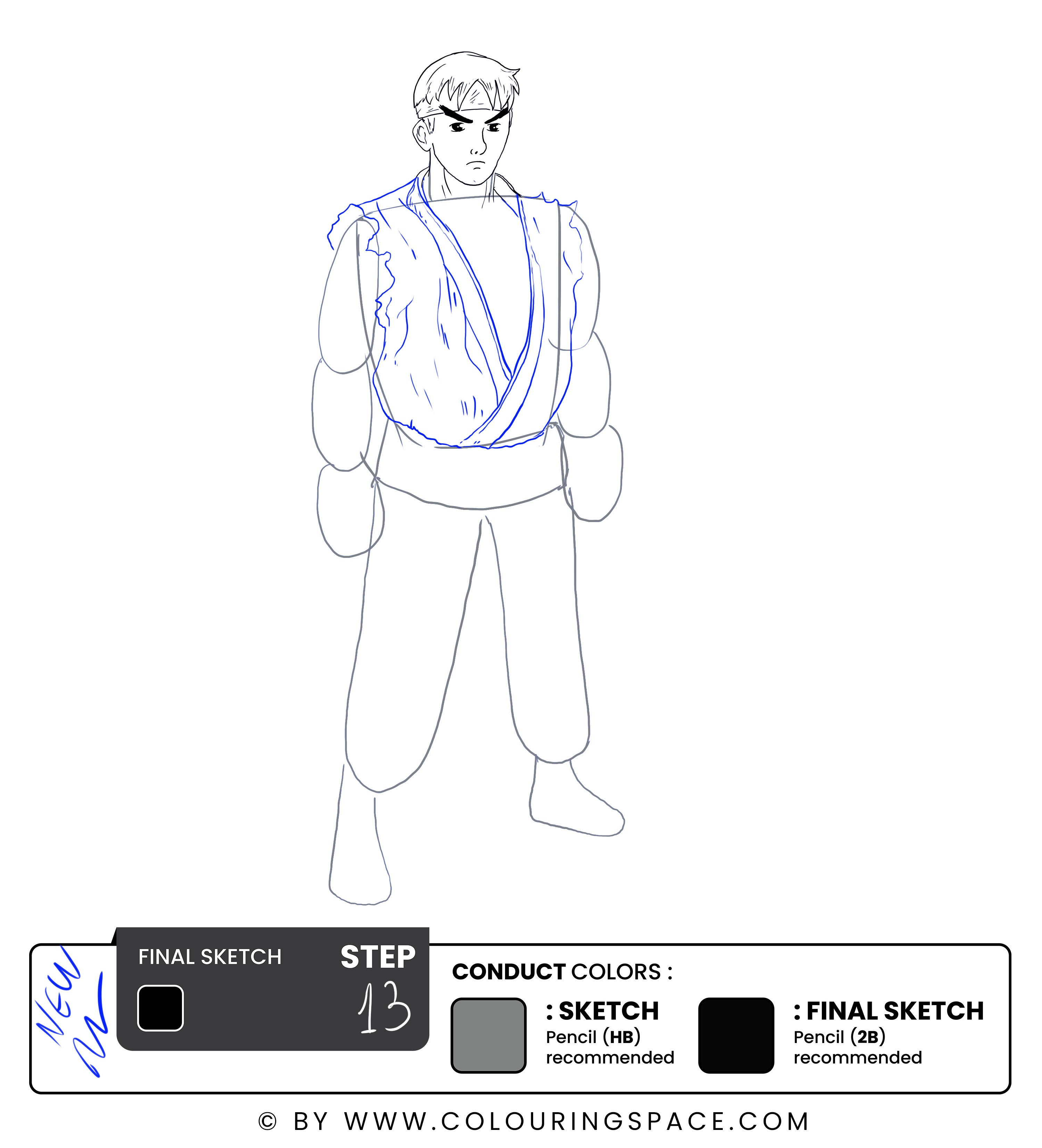 Step 13: Outline the Upper Part of the Kasaya