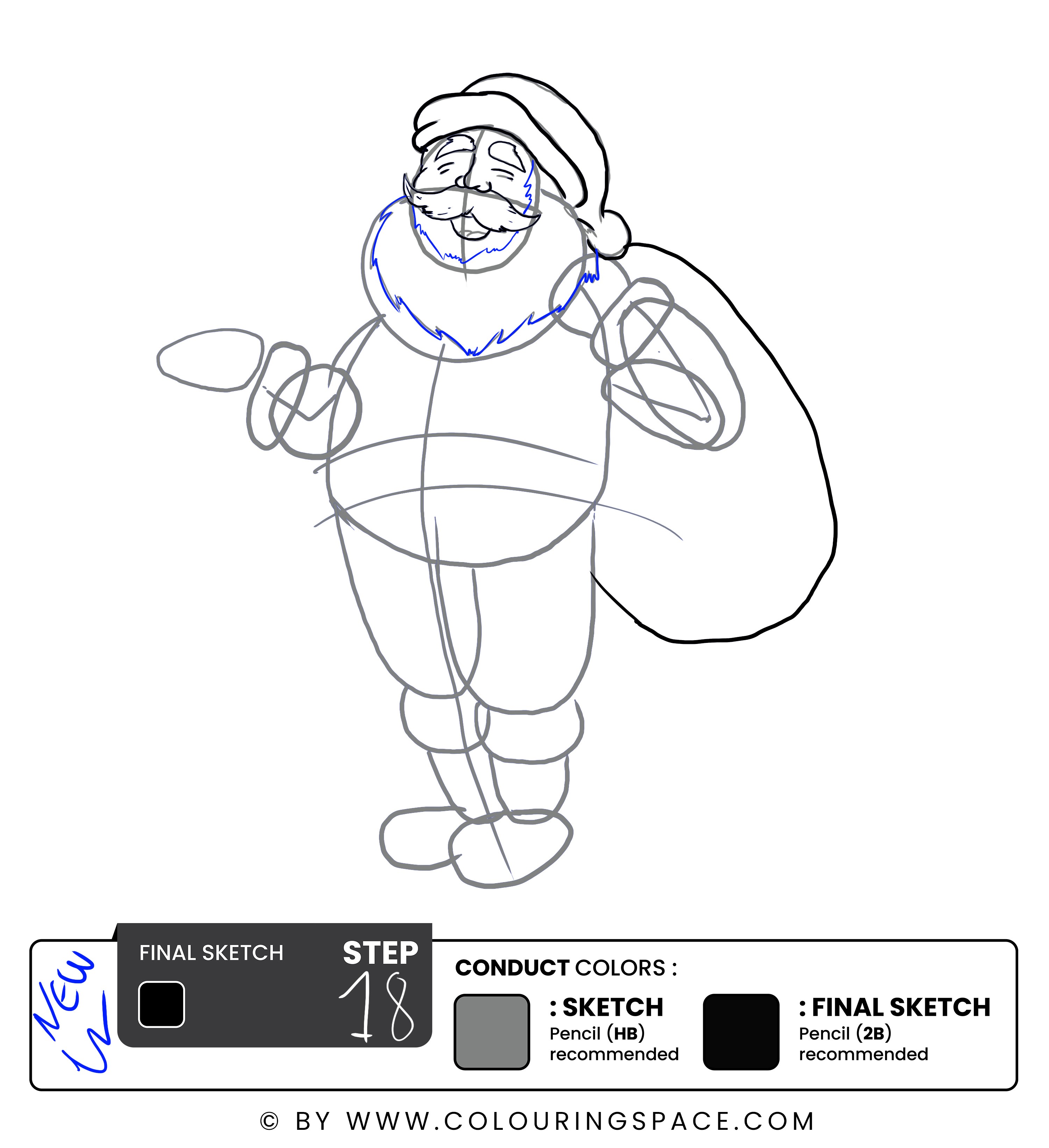 Step 18: Outline Santa’s Beard