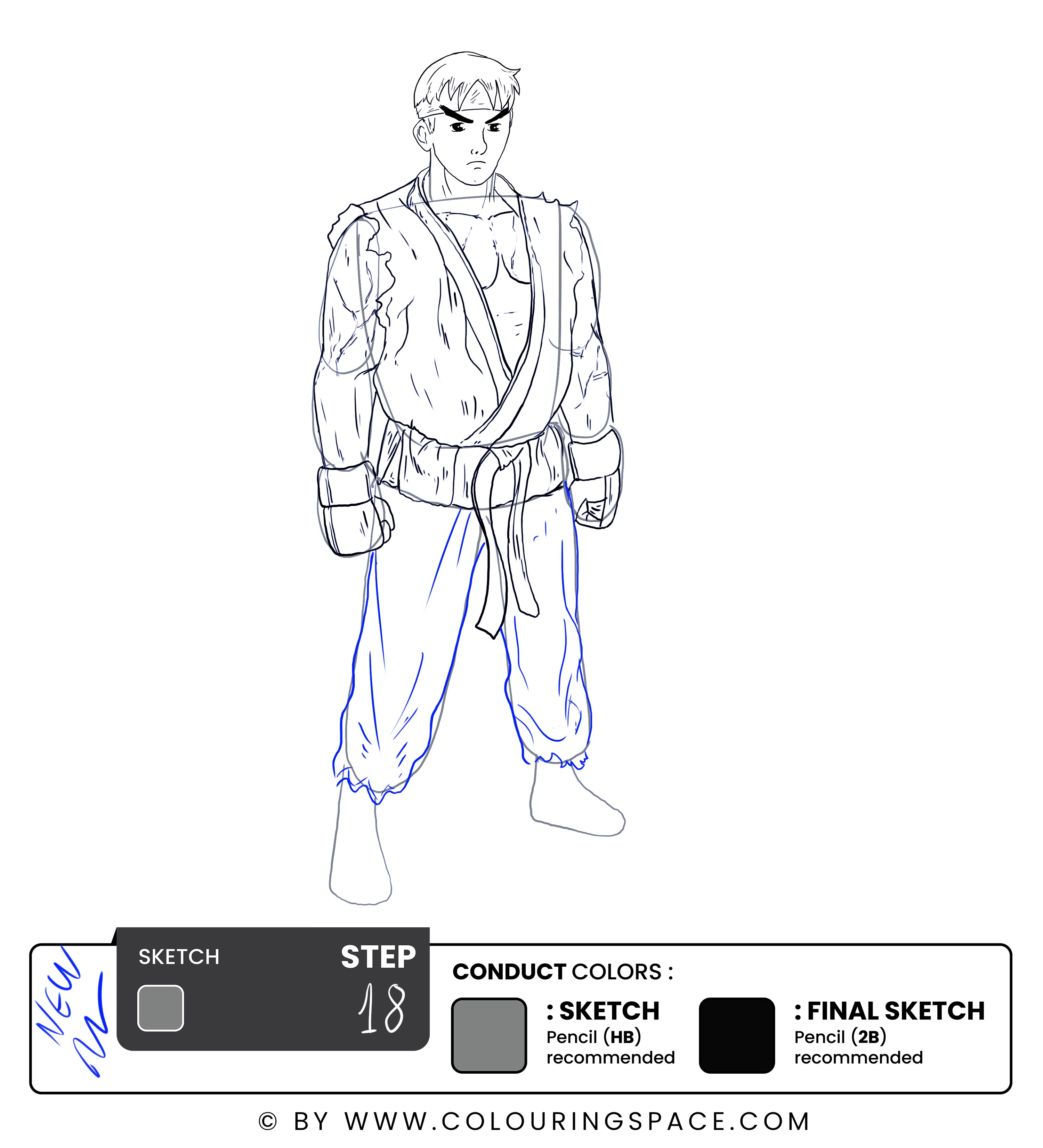 Step 18: Outline the Pants