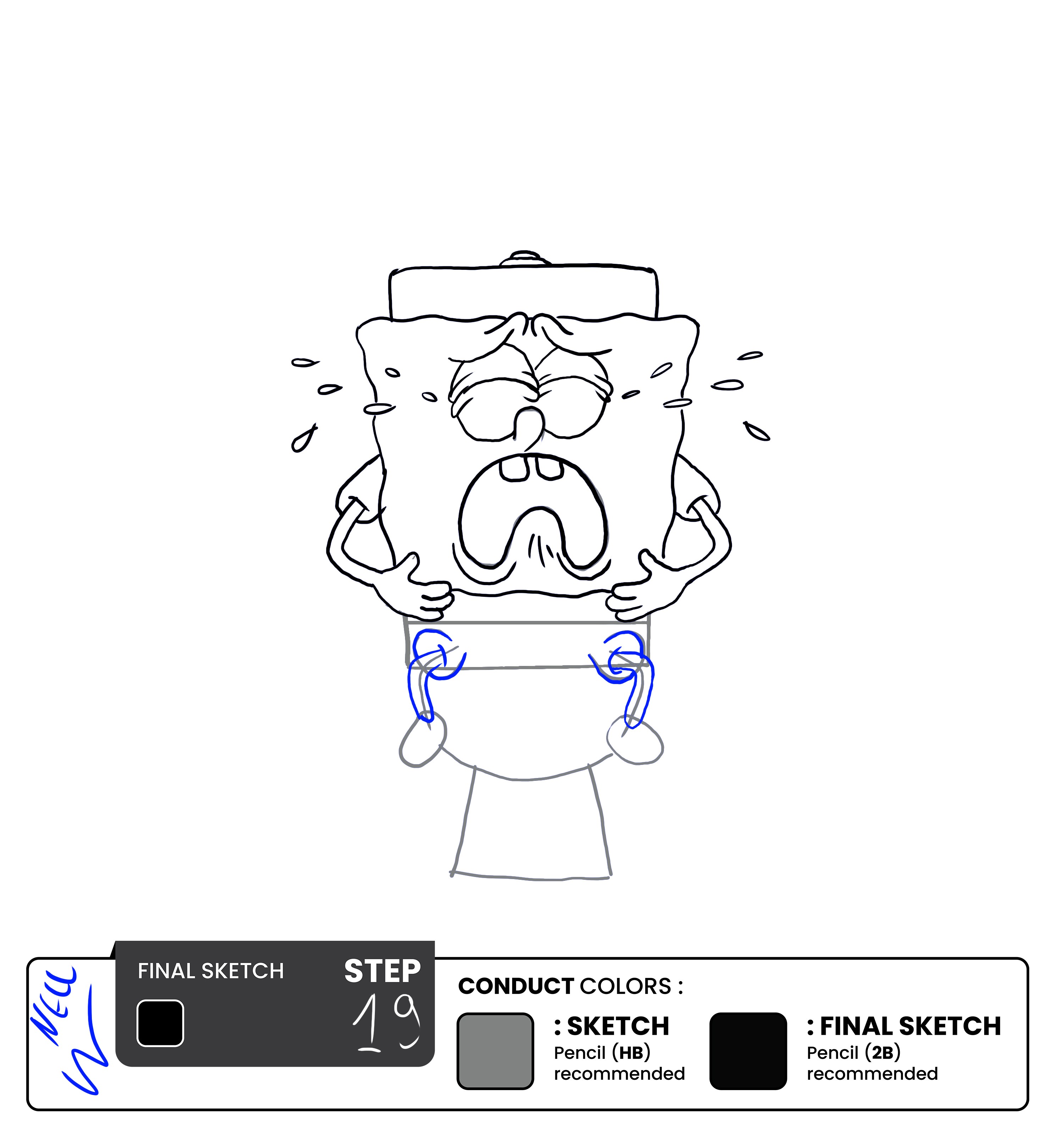 Step 19:  Draw the Upper Part of the Pants 