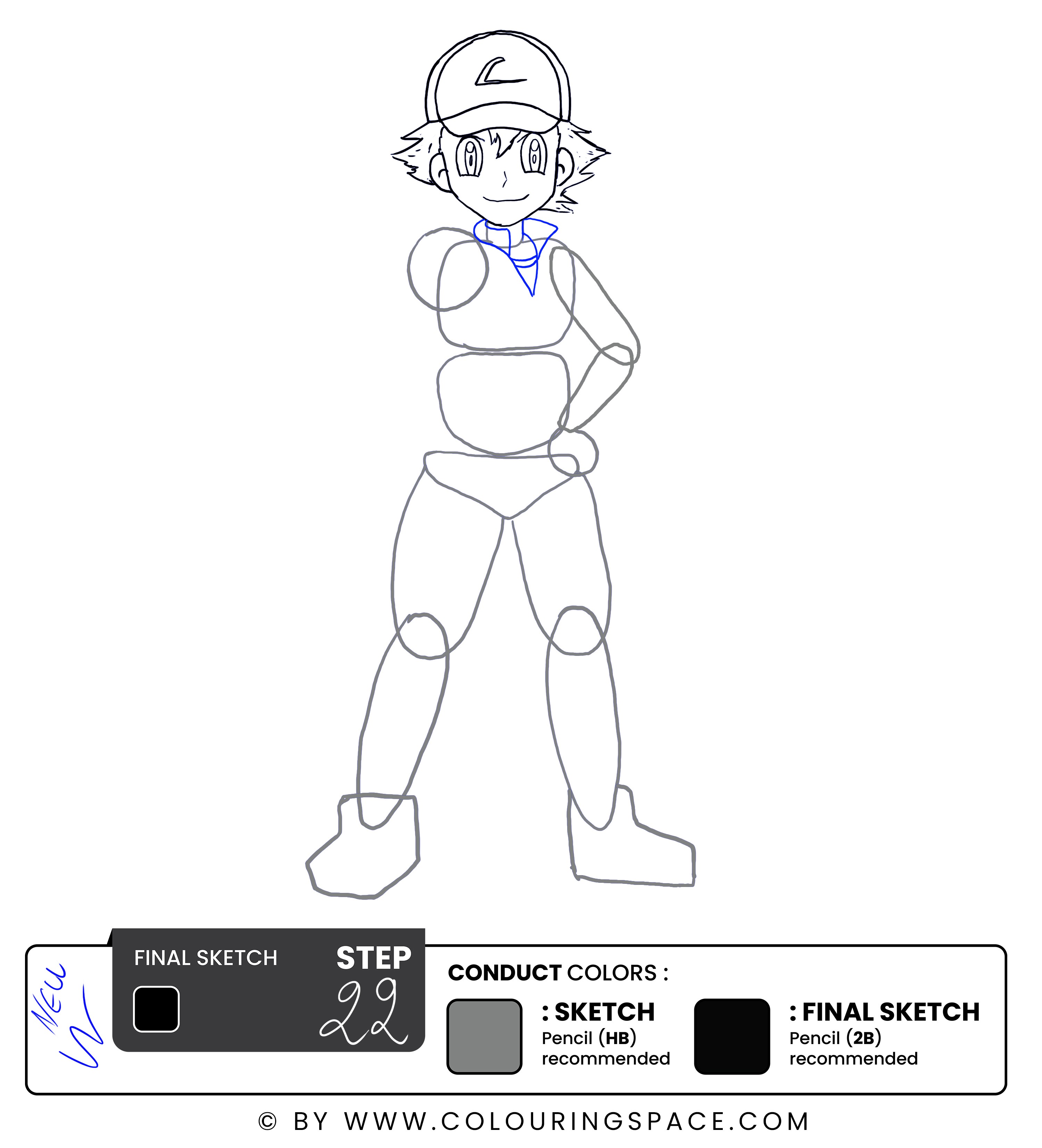 Step 22: Draw Ash's Collar Detail 