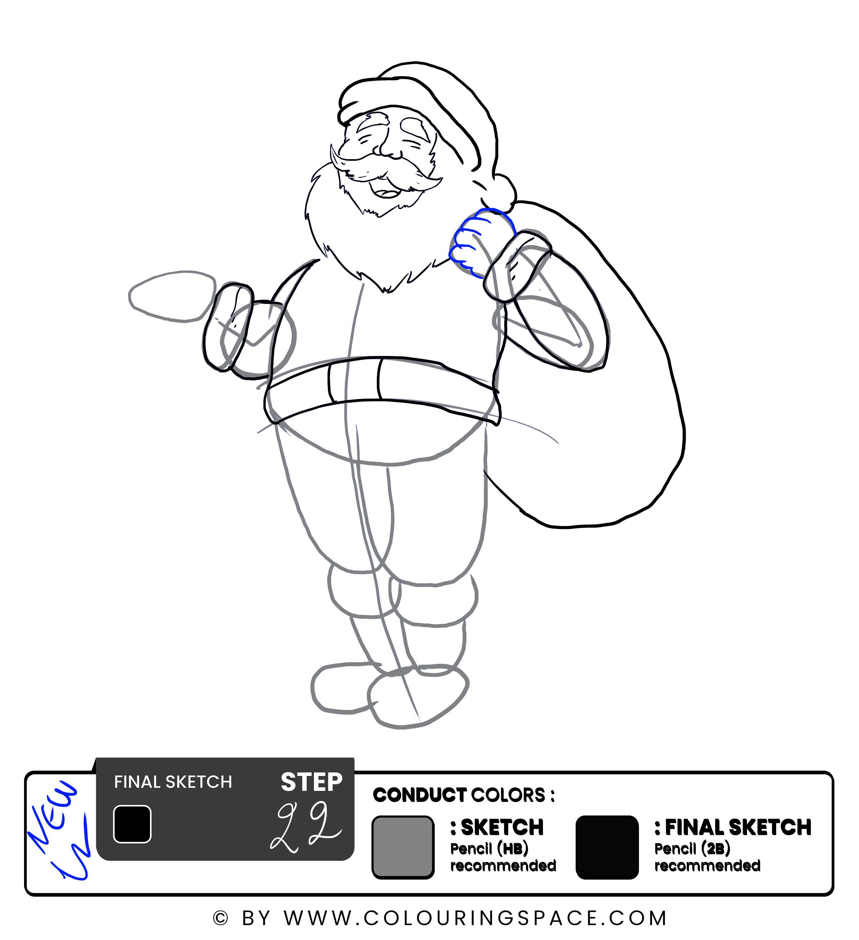 Step 22 : Draw Santa’s Hand,