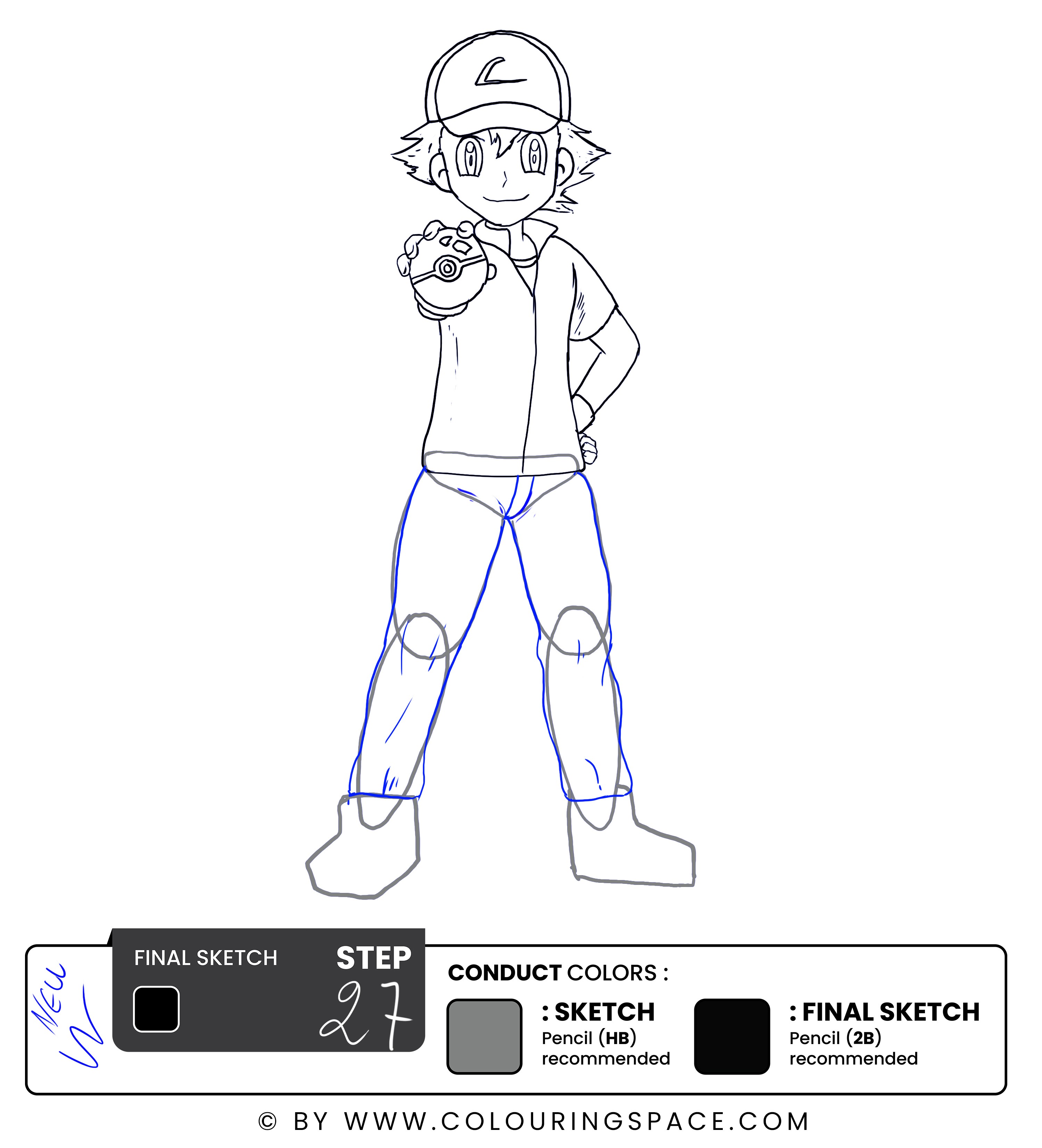 Step 27 :  Outline the Pants