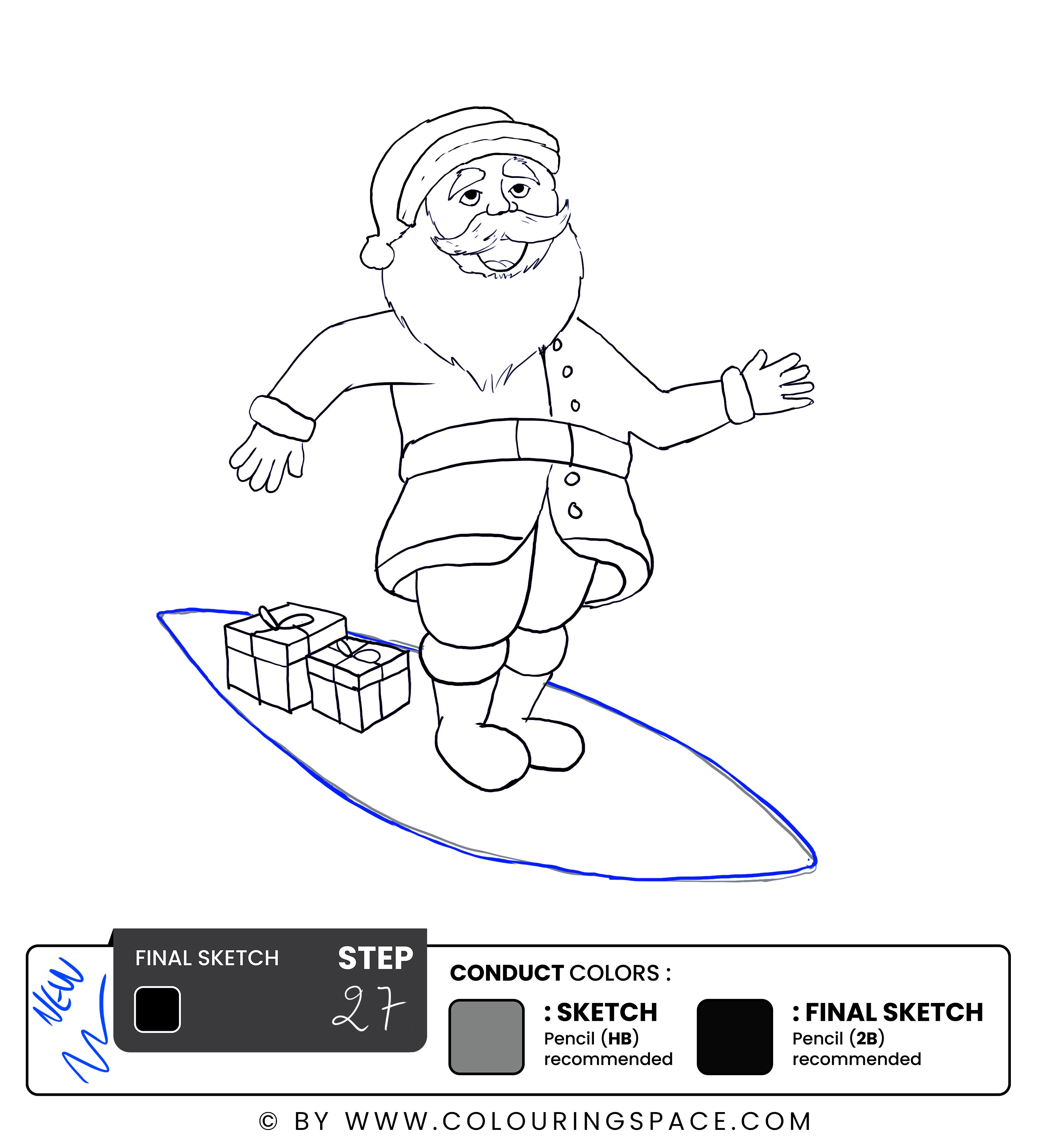 Step 27:  Outline the Surfboard