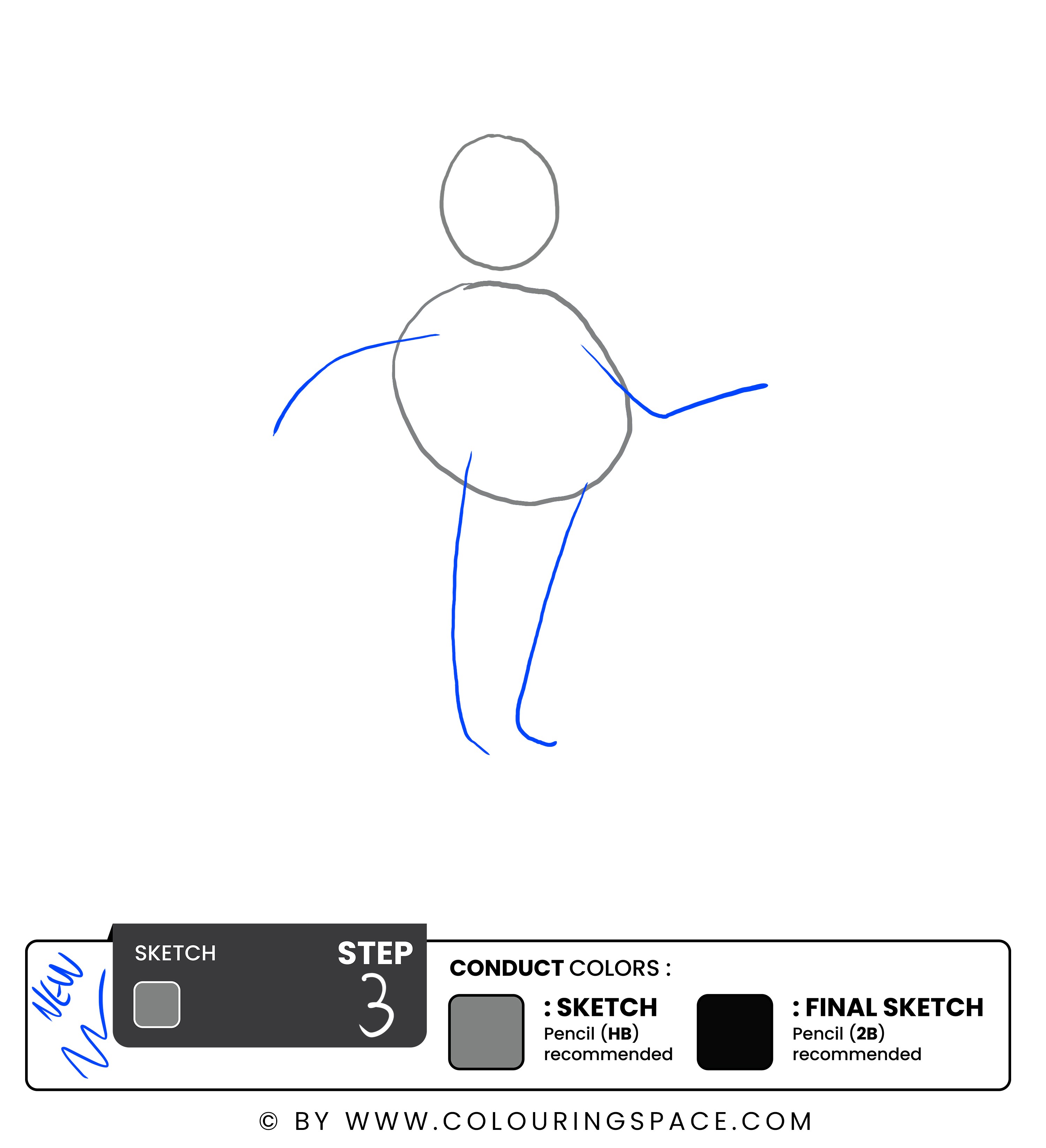 Step 3: Draw the Initial Sketch of the Arms and Legs