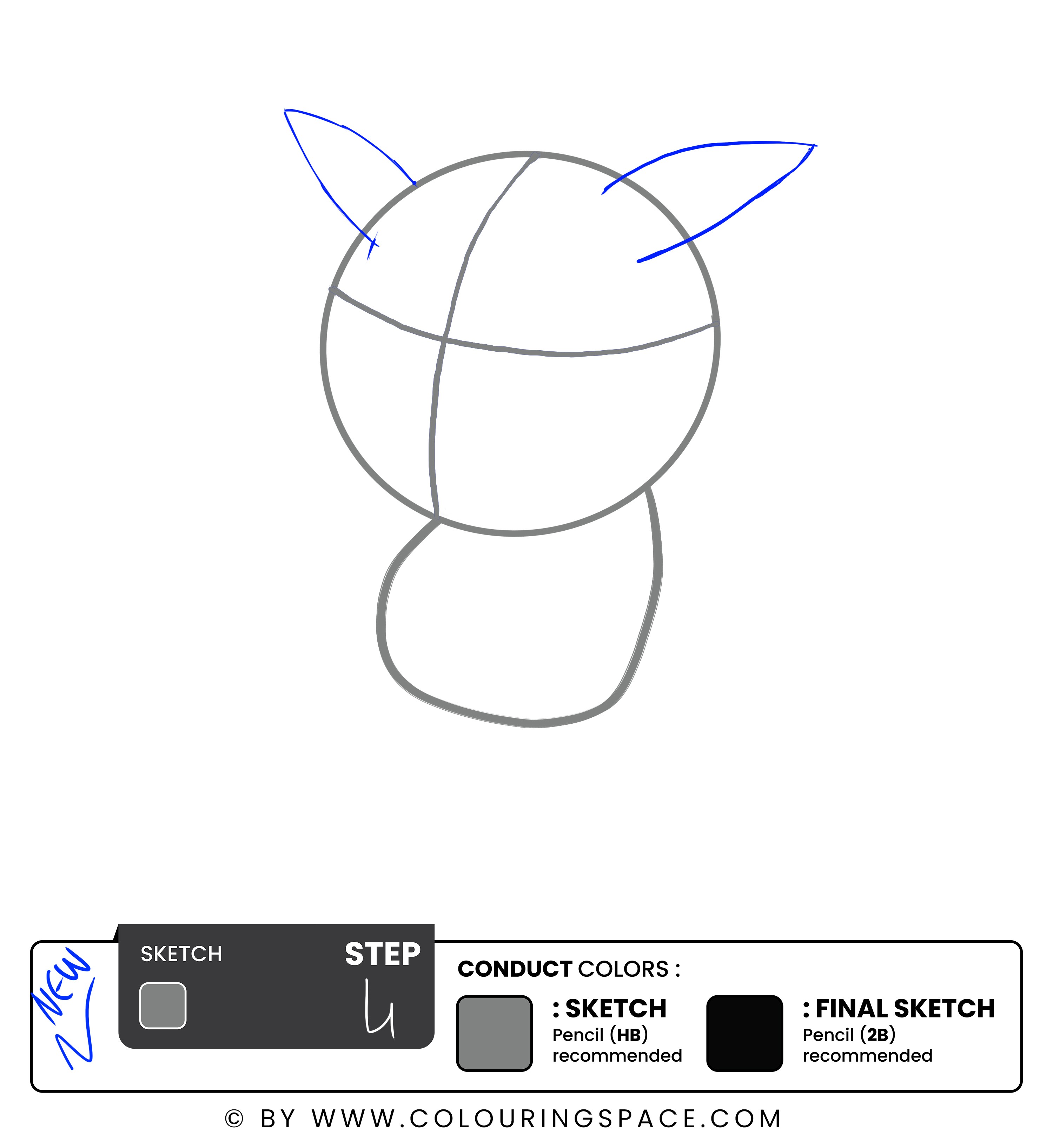 Step 4– Now let’s Draw its Cute Little Ears