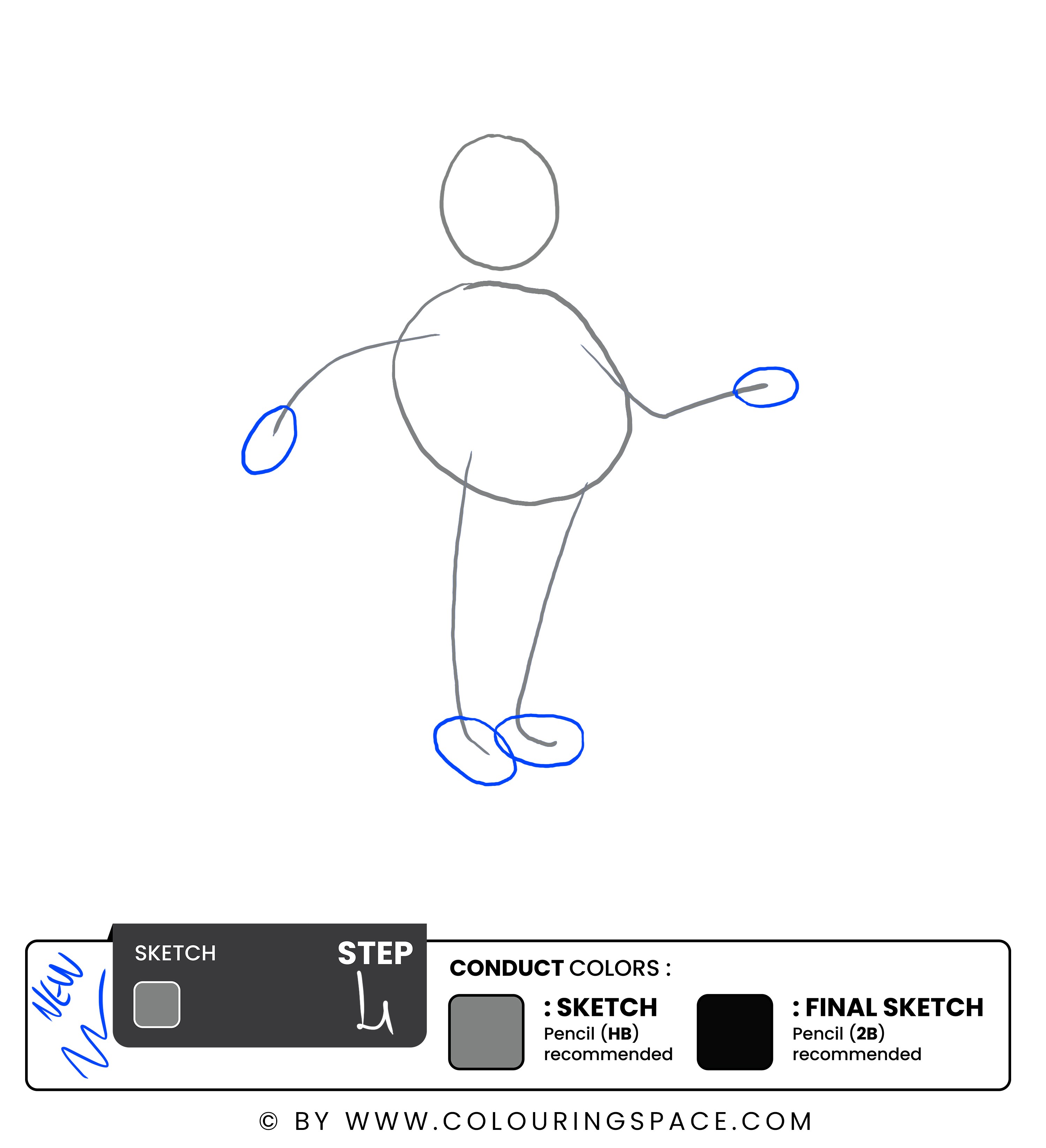Step 4: Draw the Initial Sketch of the Hands