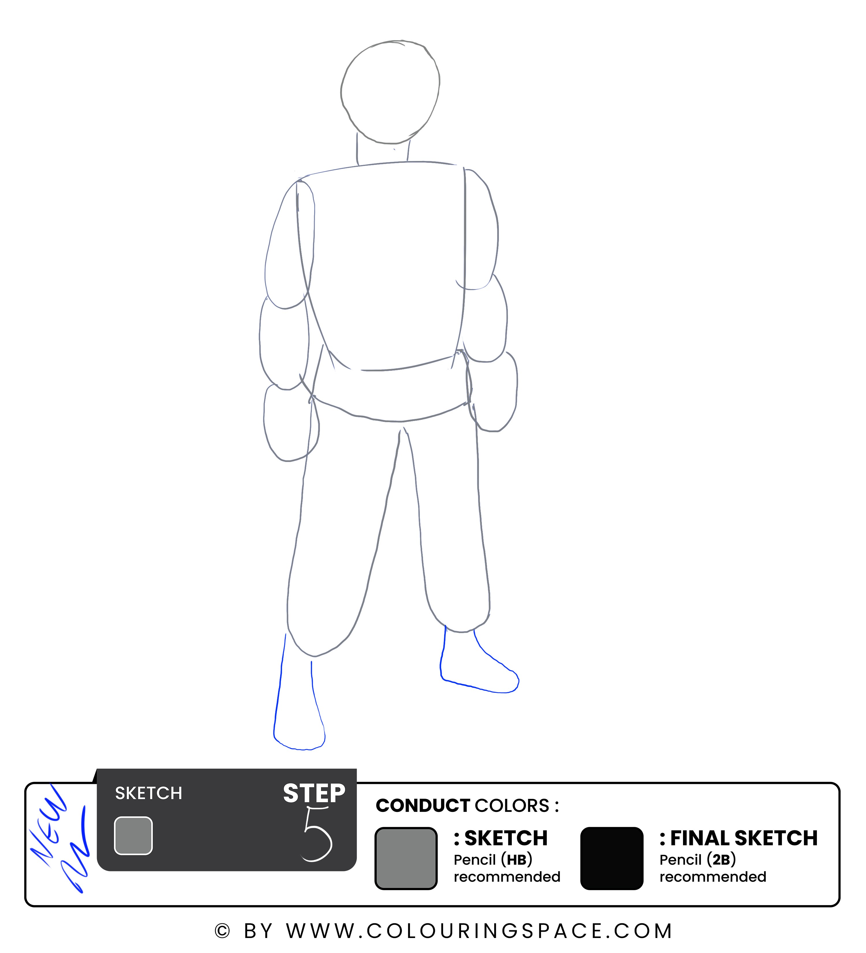 Step 5: Sketch the Feet 