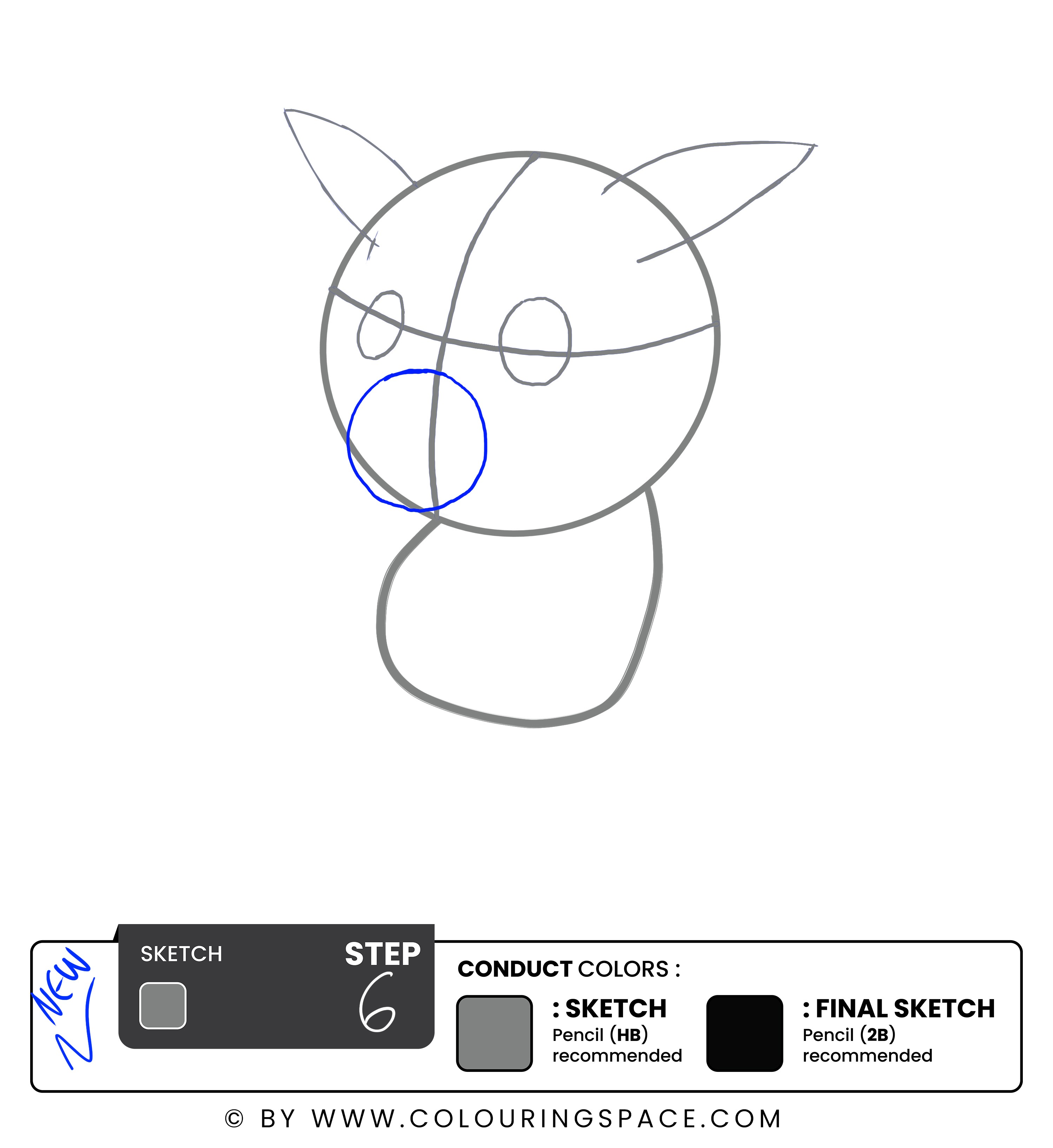 Step 6 : Draw Pikachu’s Pacifier - first step