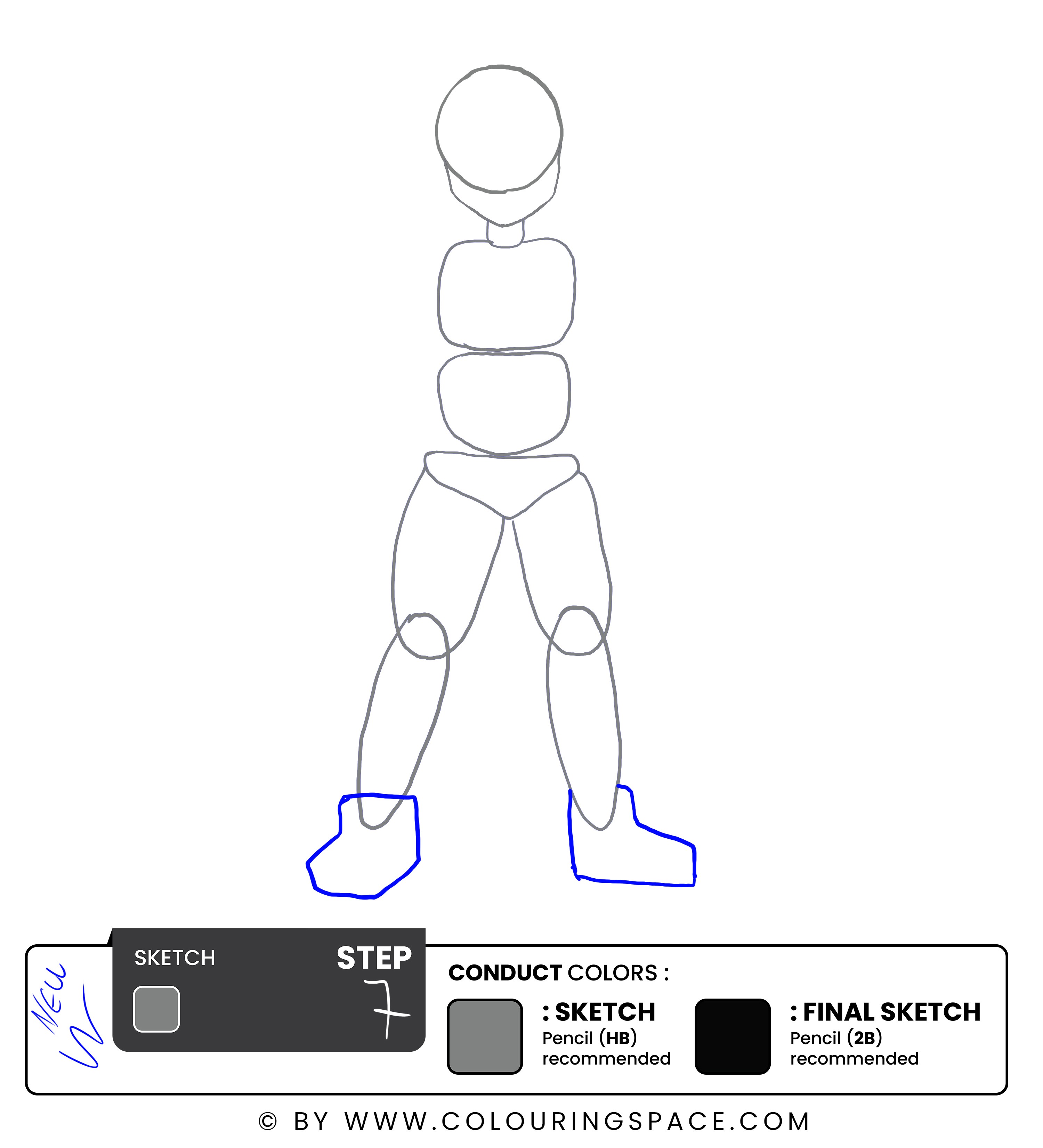Step 7: Draw Ash's Shoes 