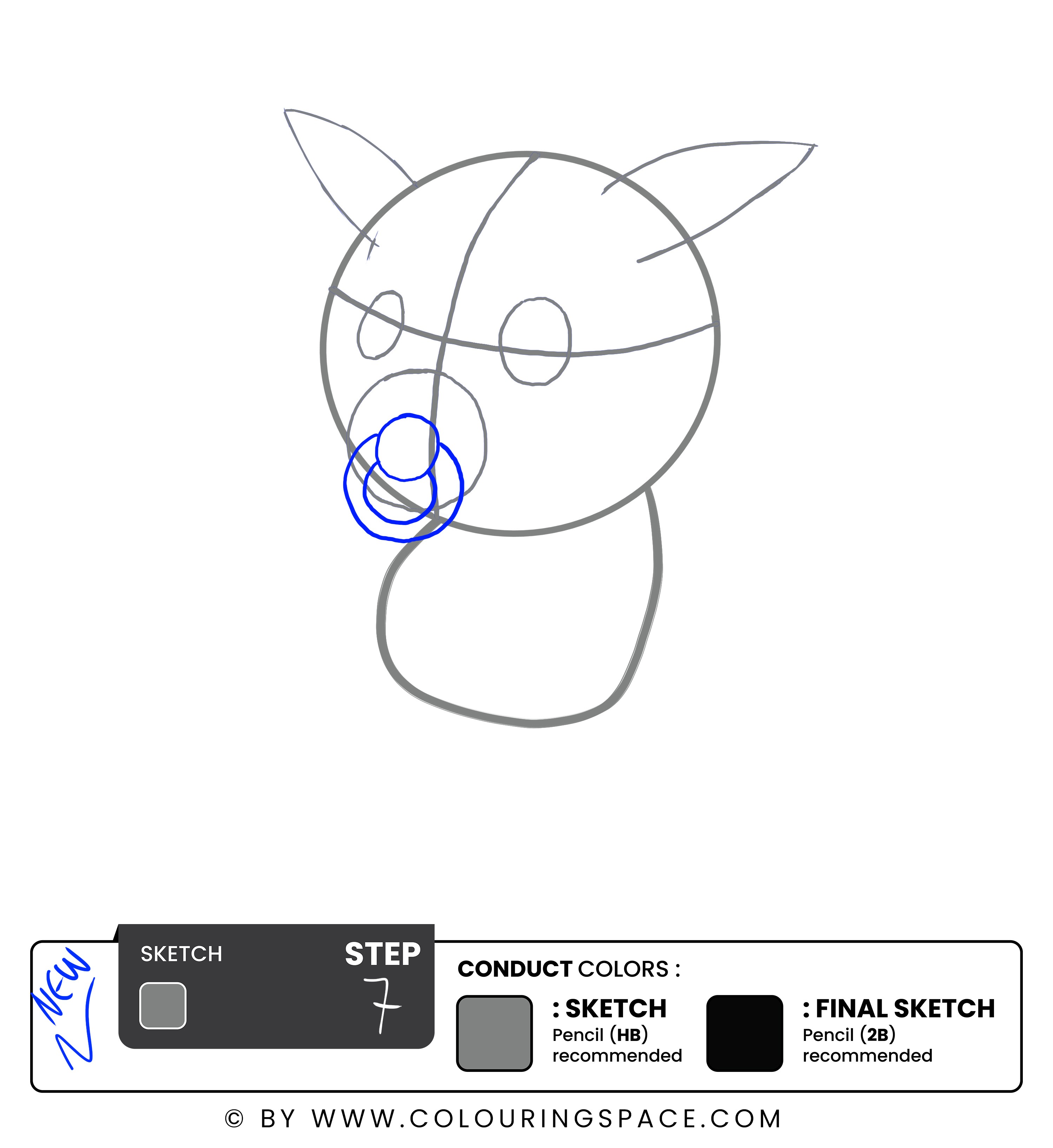 Step 7:Draw Pikachu’s Pacifier - second step