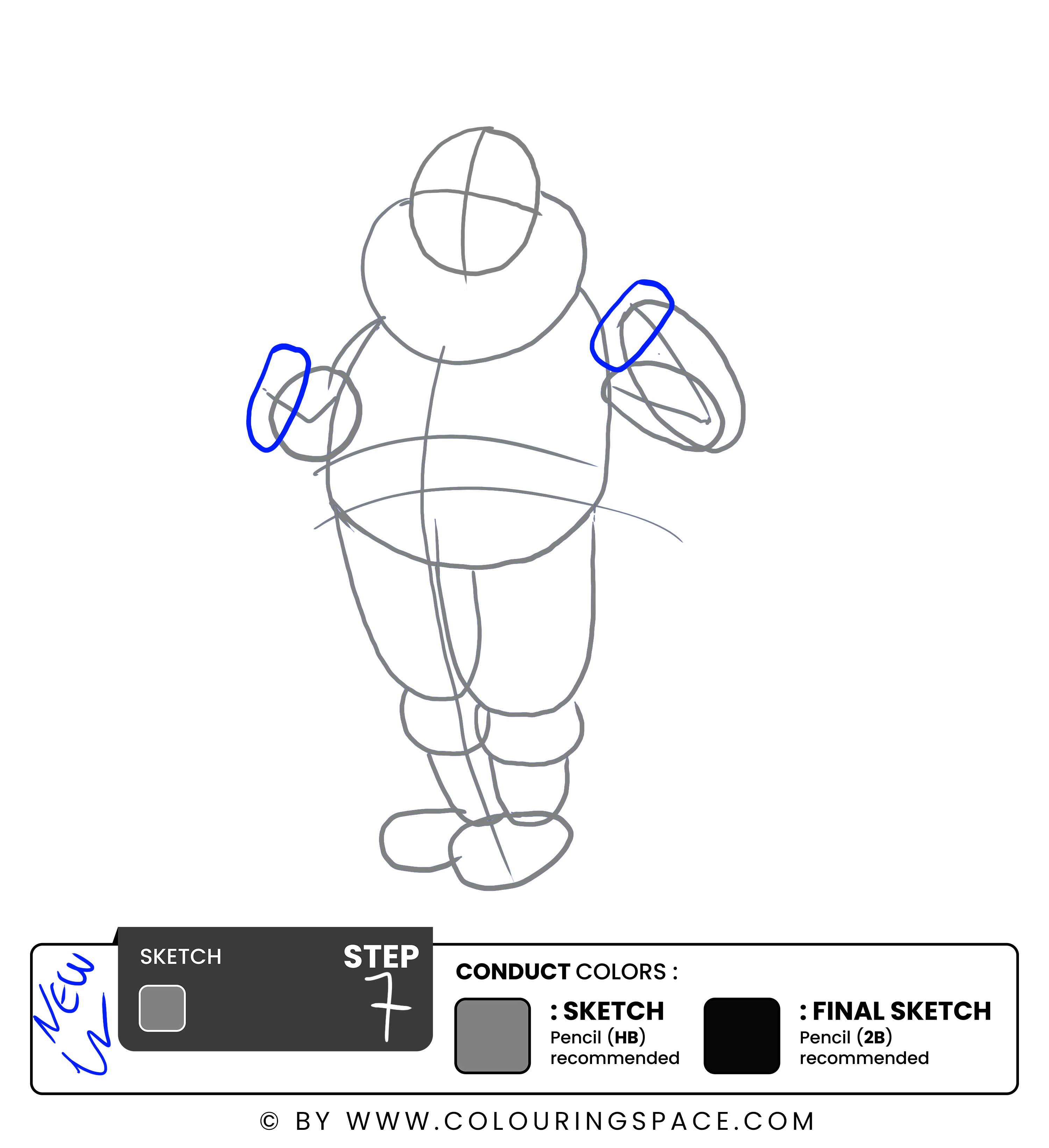 Step 7: Draw the Lower Part of the Sleeves