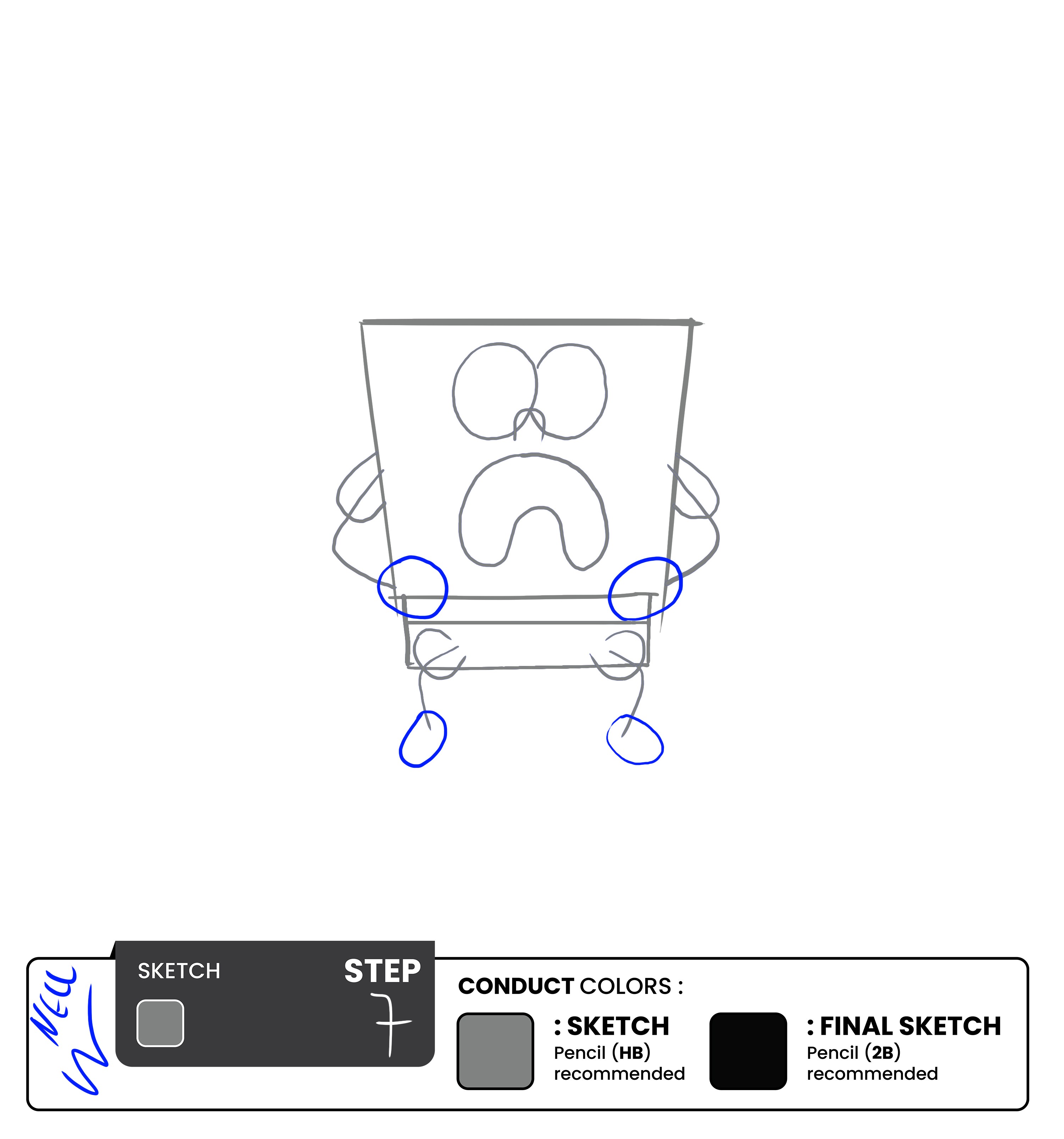 Step 7 - Sketch the Hands and Feet Outline 