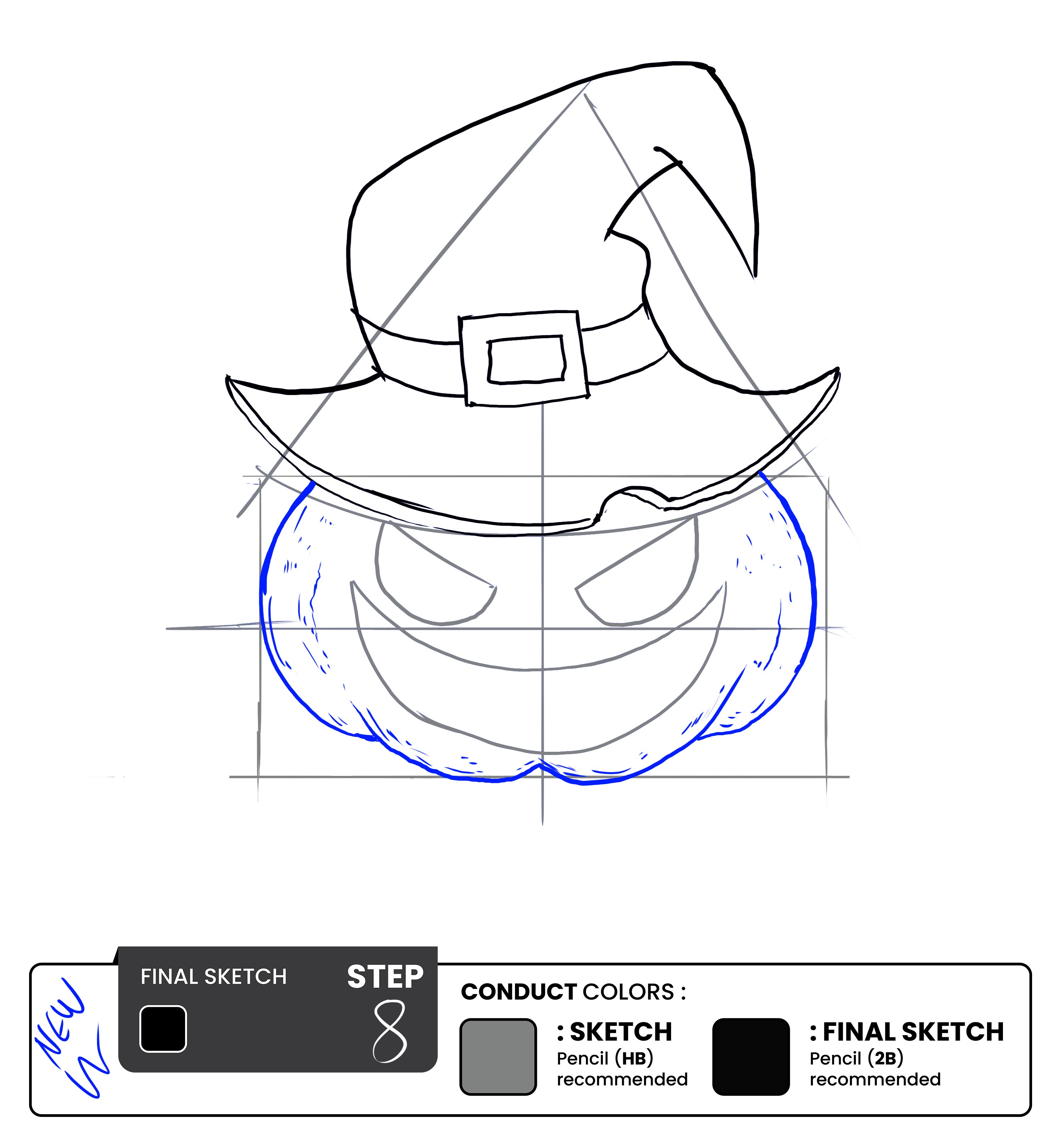 Step 8 - Draw the Pumpkin’s Face