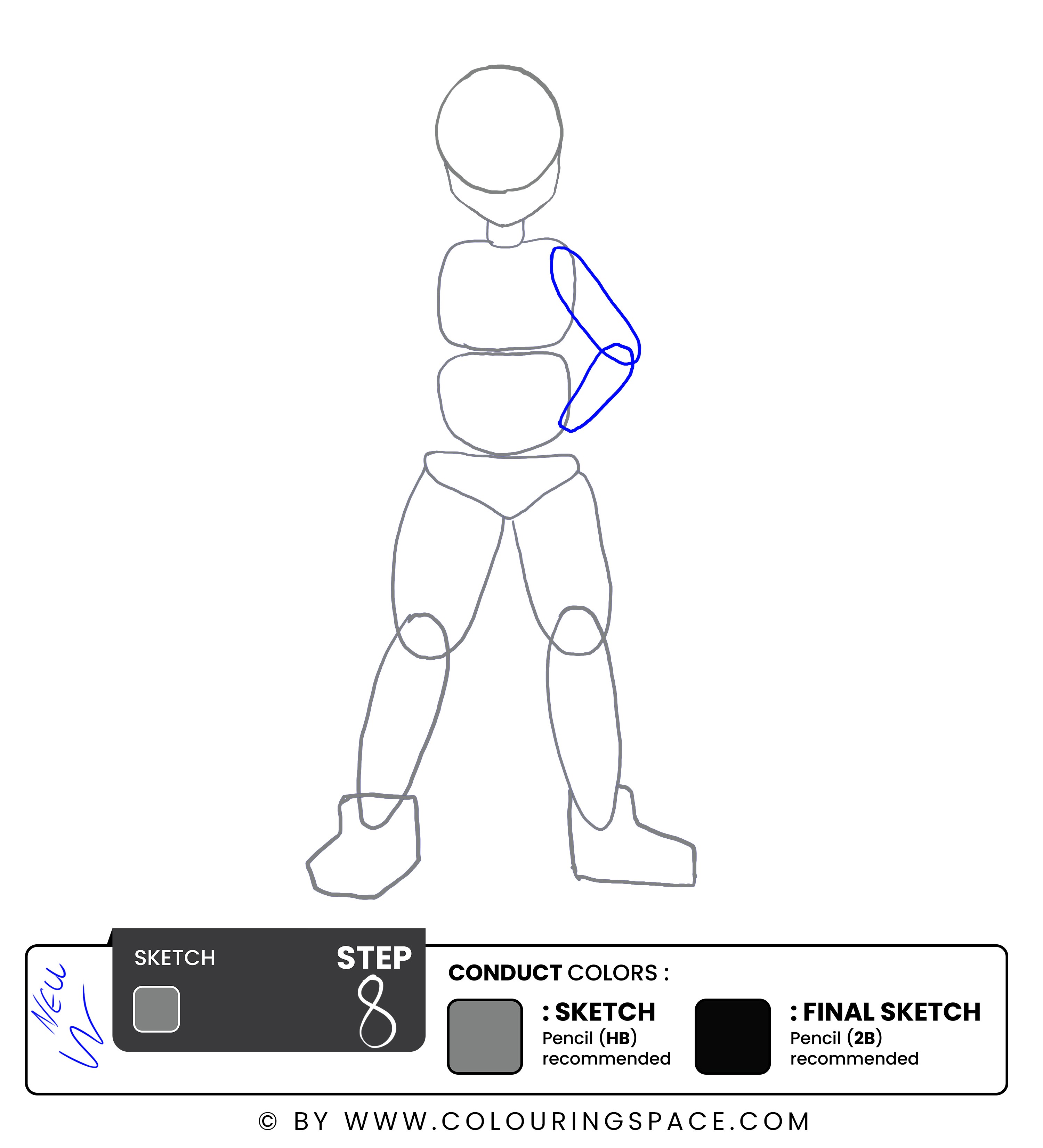 Step 8: Draw Ash's Arms