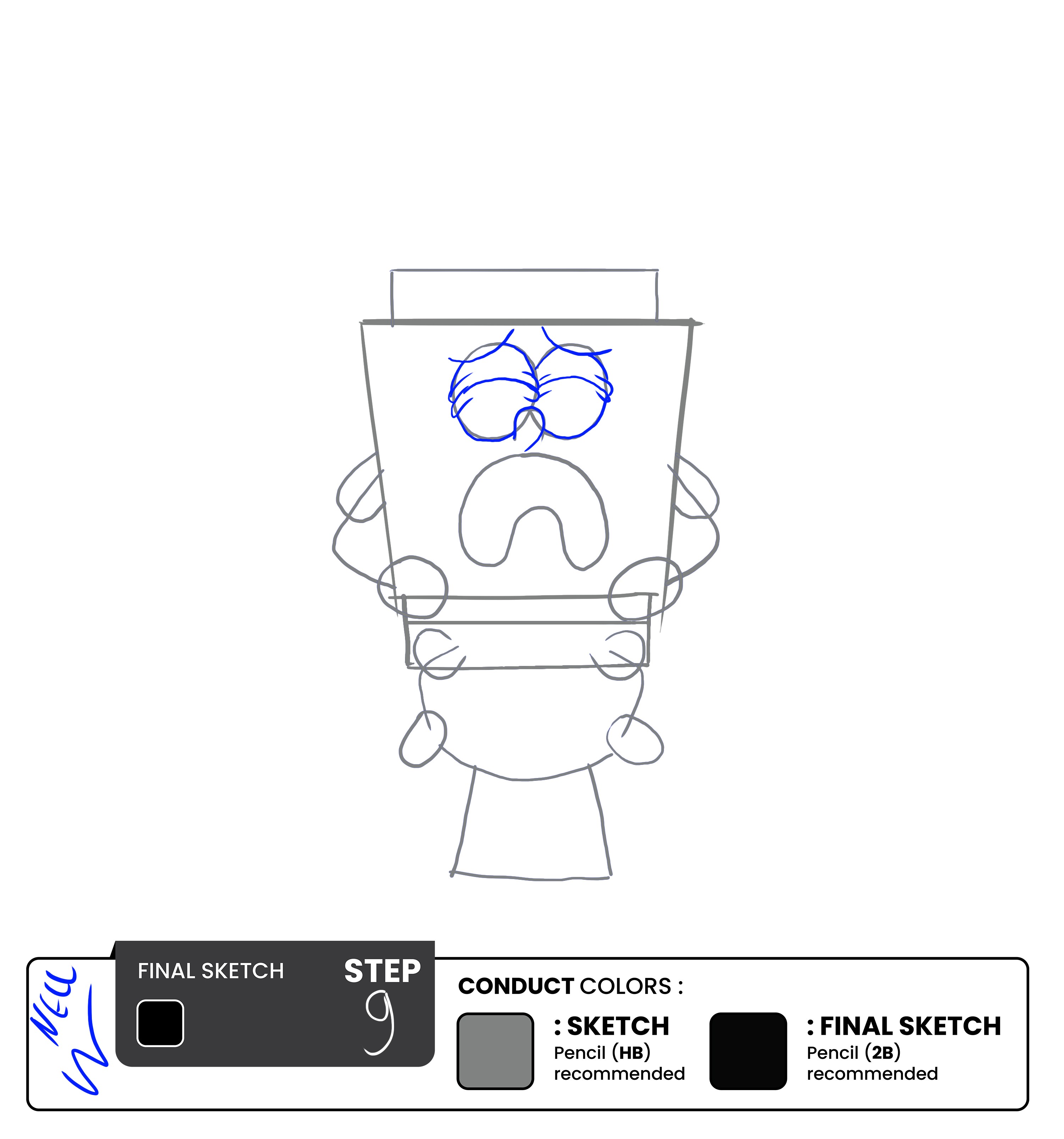 Step 9 – Add the Crying Eyes and Outline the Nose 