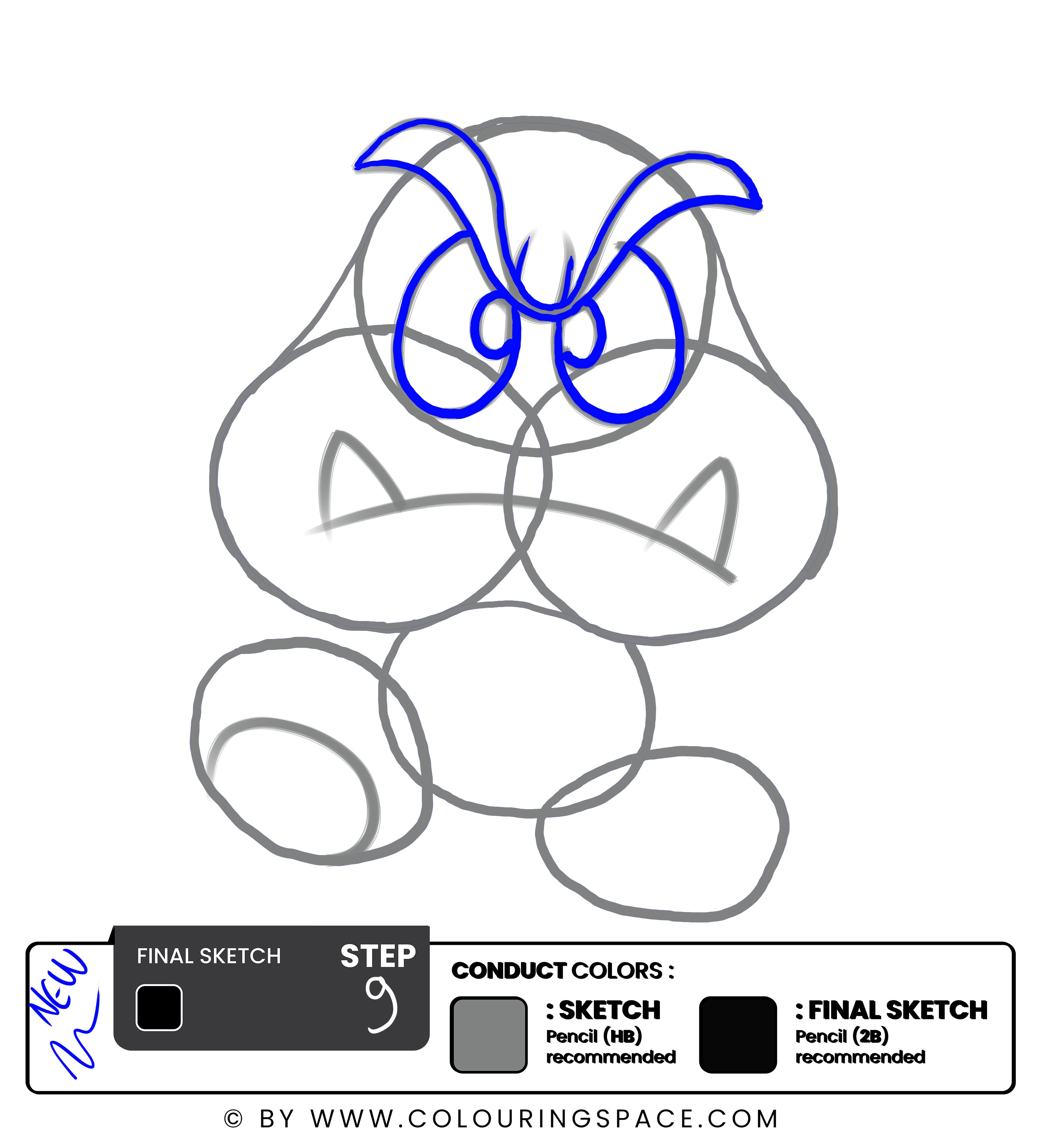 Step 9- Outline the Eyes and Eyebrows